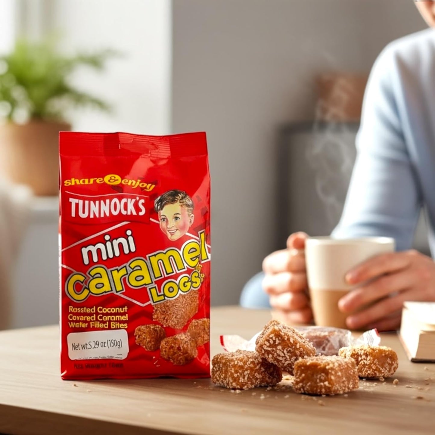 Tunnocks Mini Caramel wafer biscuits logs 5oz (6-Pack)