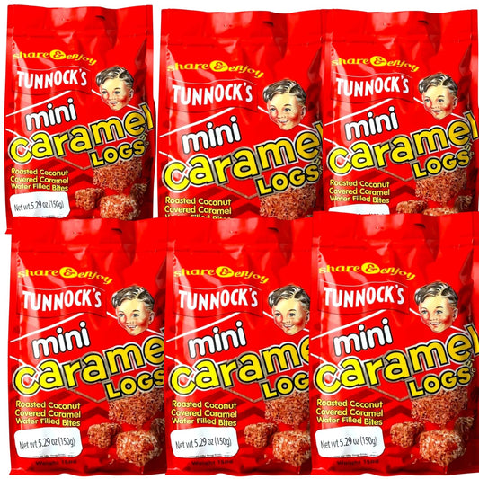 Tunnocks Mini Caramel wafer biscuits logs 5oz (6-Pack)