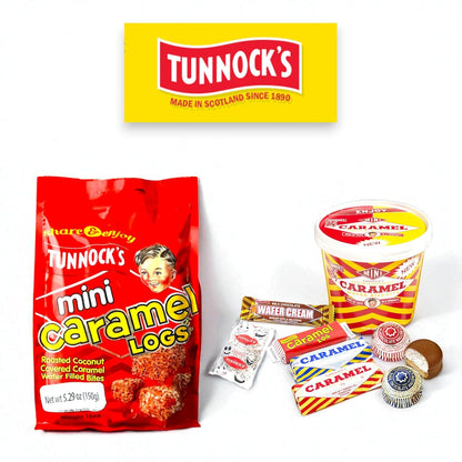 Tunnocks Mini Caramel wafer biscuits logs 5oz (6-Pack)