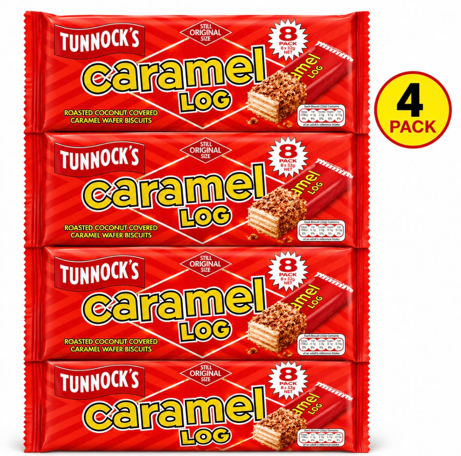 Tunnock’s Caramel Log — 4 Pack (32 Biscuits logs total